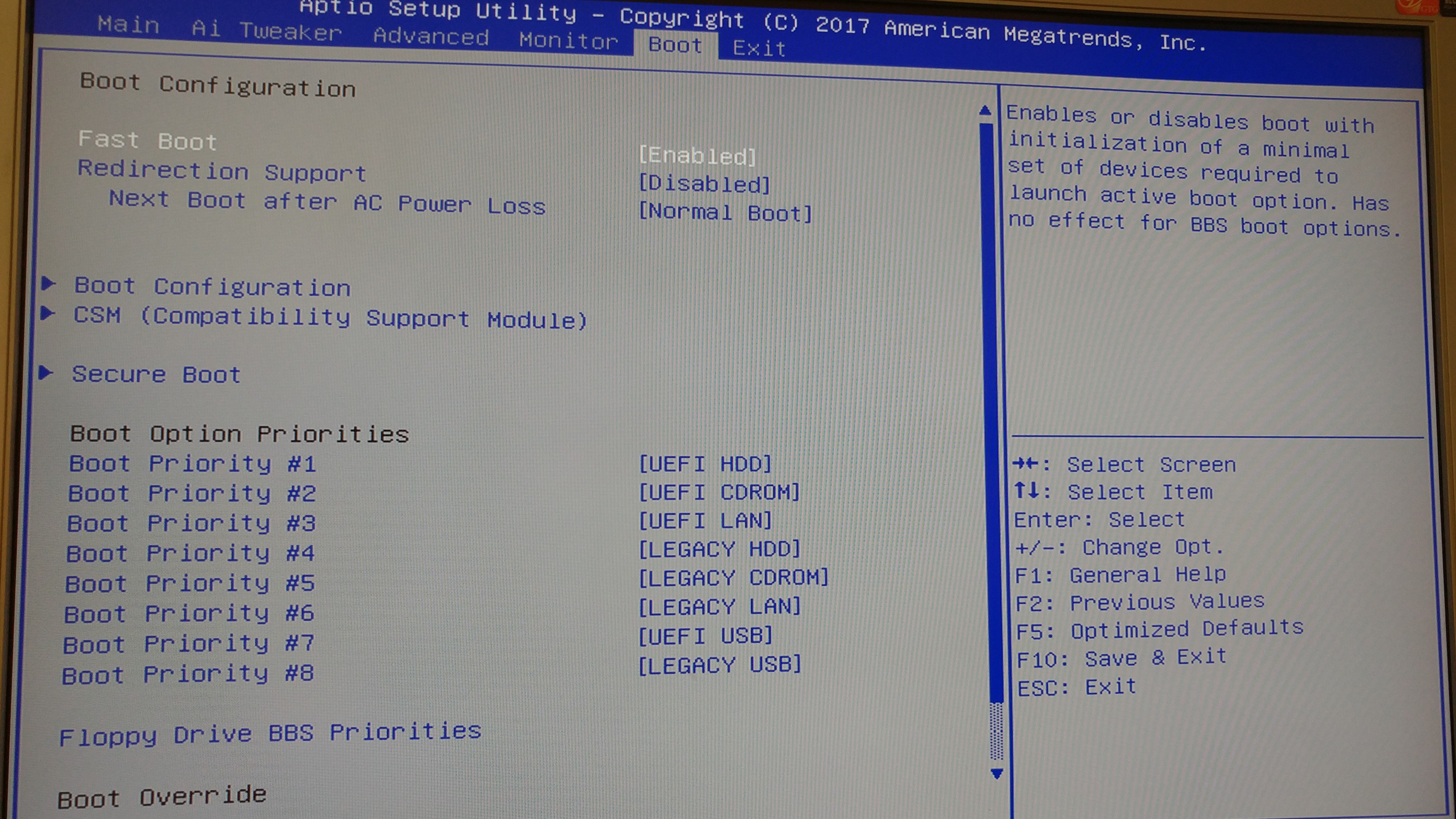 Menu Boot (Démarrage)